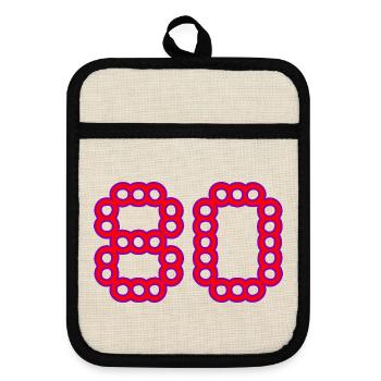 80. 80 ANS. 80e ANNIVERSAIRE. ANNIVERSAIRE 80 ANS. - Maniques avec dos en caoutchouc - lin/noir  - Devant