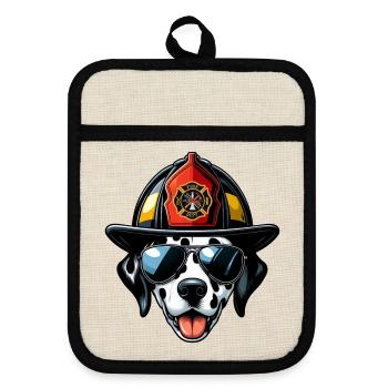 Fire Brigade Dalmatians - Pot holders with rubber back - linen/black  - Front