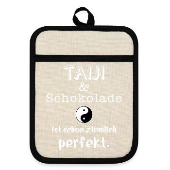 taiji und schokolade - Topflappen mit Gummirückseite - Leinen/Schwarz  - Vorne