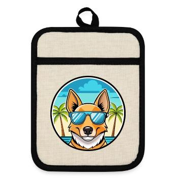 Carolina Hunderasse Cartoon Sonnenbrille Strand - Topflappen mit Gummirückseite - Leinen/Schwarz  - Vorne