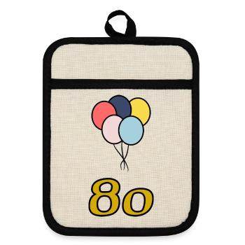 80. 80 ANS. 80e ANNIVERSAIRE. ANNIVERSAIRE 80 ANS. - Maniques avec dos en caoutchouc - lin/noir  - Devant