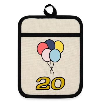 20. 20 YEARS. 20th ANNIVERSARY. 20 YEARS ANNIVERSARY. - Pot holders with rubber back - linen/black  - Front