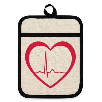 Herzschlag-EKG-Linie Medizinischer Pulswellen-Ikon-Vektor - Topflappen mit Gummirückseite - Leinen/Schwarz  - Vorne