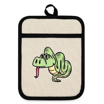 Umschlingende Python Regenwald - Topflappen mit Gummirückseite - Leinen/Schwarz  - Vorne