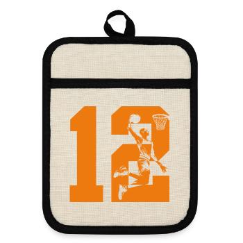 NUMÉRO 12 : 12E ANNIVERSAIRE DE BASKET-BALL - Maniques avec dos en caoutchouc - lin/noir  - Devant