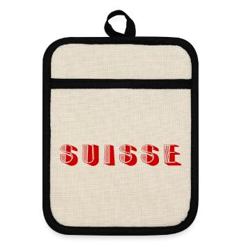 SWITZERLAND. COUNTRY - Pot holders with rubber back - linen/black  - Front