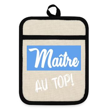 MEISTER. MEISTER. VIELEN DANK. DANKE, MEISTER - Topflappen mit Gummirückseite - Leinen/Schwarz  - Vorne