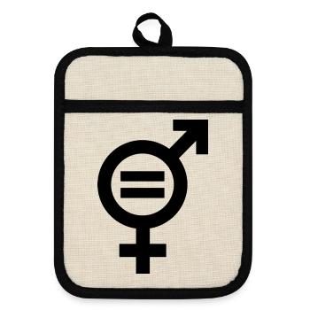 Gender Equality Symbol Emancipation Equality - Pot holders with rubber back - linen/black  - Front