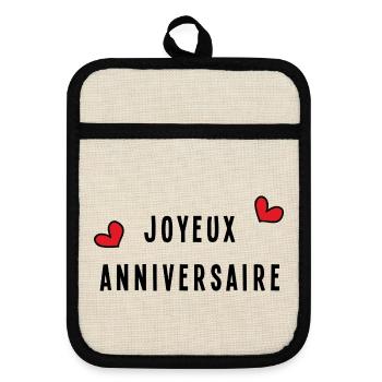 HAPPY BIRTHDAY. ANNIVERSAIRE. BON ANNIVERSAIRE - Maniques avec dos en caoutchouc - lin/noir  - Devant
