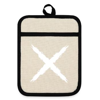 Kreuz Design Vektor Form - Topflappen mit Gummirückseite - Leinen/Schwarz  - Vorne