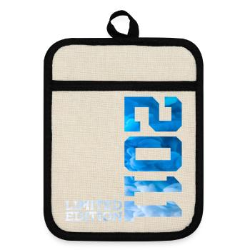 15TH BIRTHDAY LIMITED EDITION 2011 - Pot holders with rubber back - linen/black  - Front