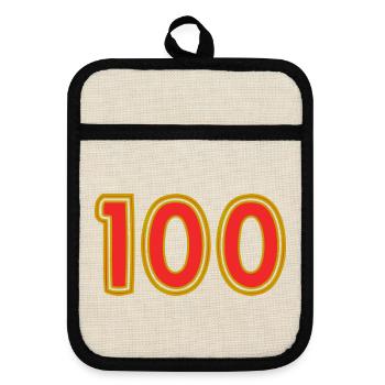 100. 100 JAHRE. 100-JÄHRIGES JUBILÄUM. 100. GEBURTSTAG - Topflappen mit Gummirückseite - Leinen/Schwarz  - Vorne