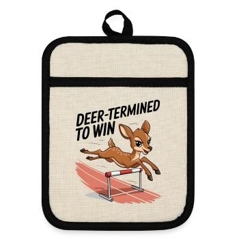 Deer-Termined To Win - Pot holders with rubber back - linen/black  - Front