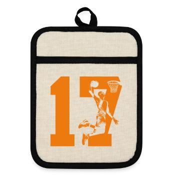 NUMBER 17 BASKETBALL 17TH BIRTHDAY - Pot holders with rubber back - linen/black  - Front