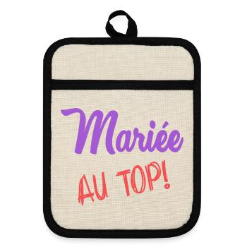 HOCHZEIT - Topflappen mit Gummirückseite - Leinen/Schwarz  - Vorne