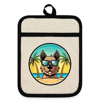 Gull Terrier Chien Race Dessin Animé Lunettes De Soleil Plage - Maniques avec dos en caoutchouc - lin/noir  - Devant