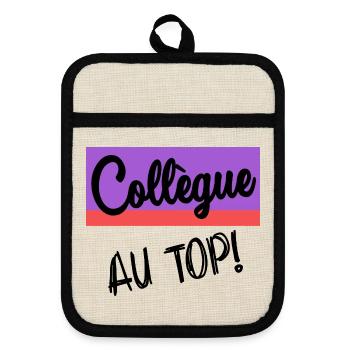 COLLEAGUE. START. EMPLOYMENT. HUMOR. MANAGER. CHIEF - Pot holders with rubber back - linen/black  - Front