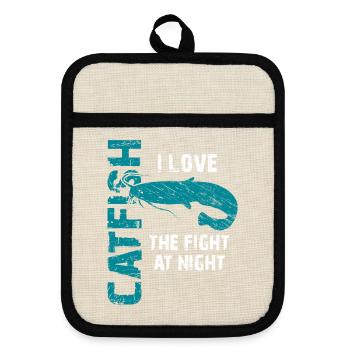 Catfish Fishing Sport Fishing Strong Fish - Pot holders with rubber back - linen/black  - Front