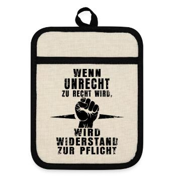 Resistance Is Mandatory - Statement Shirt - Pot holders with rubber back - linen/black  - Front