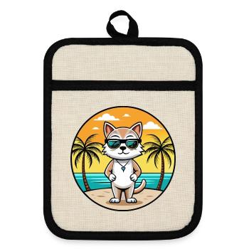 Burmilla Cat Breed Cartoon Lunettes de soleil Beach - Maniques avec dos en caoutchouc - lin/noir  - Devant