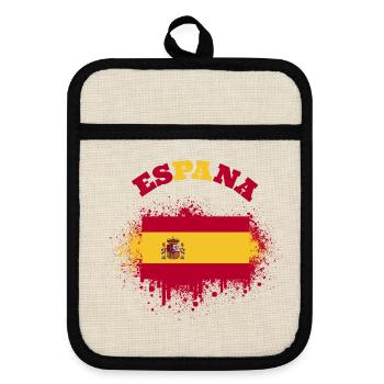 Espana Spain Spanish Flag Flag - Pot holders with rubber back - linen/black  - Front