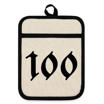 100. 100 YEARS. 100th ANNIVERSARY. BIRTHDAY 100 - Pot holders with rubber back - linen/black  - Front