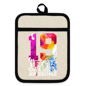 19 YEARS OF BEING AWESOME 19TH BIRTHDAY - Pot holders with rubber back - linen/black  - Front