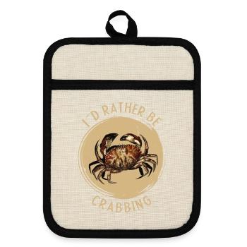 i´d rather be crabbing, Krabbe - Topflappen mit Gummirückseite - Leinen/Schwarz  - Vorne