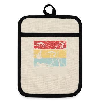 Hochsprung Retro - Topflappen mit Gummirückseite - Leinen/Schwarz  - Vorne