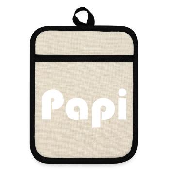FÊTE DES PÈRES. BONNE FÊTE PAPA. PAPA. BONNE FÊTE. - Maniques avec dos en caoutchouc - lin/noir  - Devant