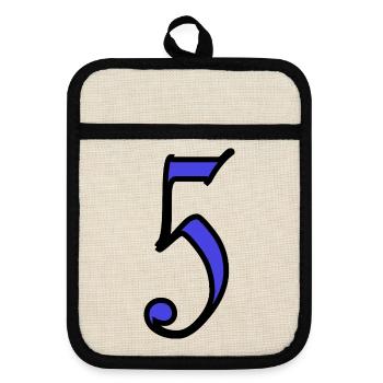 5. 5 YEARS. 5th ANNIVERSARY. 5 YEAR ANNIVERSARY - Pot holders with rubber back - linen/black  - Front