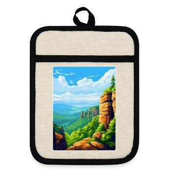 Elbsandsteingebirge Deutschland Reiseplakat WPA - Topflappen mit Gummirückseite - Leinen/Schwarz  - Vorne