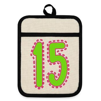 15. 15 ANS. 15e ANNIVERSAIRE. ANNIVERSAIRE 15 ANS. - Maniques avec dos en caoutchouc - lin/noir  - Devant