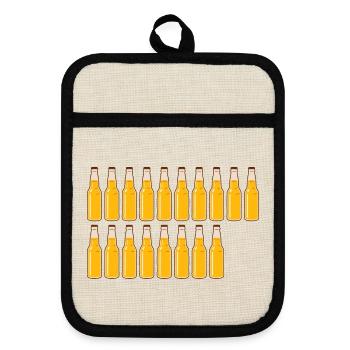 18 bouteilles de bière - Bière - 18 ans - 18e anniversaire - Maniques avec dos en caoutchouc - lin/noir  - Devant
