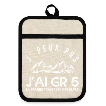 J'peux pas j'ai GR 5 – Randonnée Alpes - Maniques avec dos en caoutchouc - lin/noir  - Devant