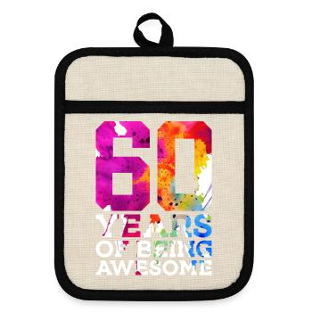 60 YEARS OF BEING AWESOME 60TH BIRTHDAY - Pot holders with rubber back - linen/black  - Front