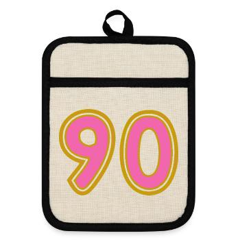 90. 90 JAHRE. 90-JÄHRIGES JUBILÄUM. 90-JÄHRIGES JUBILÄUM. - Topflappen mit Gummirückseite - Leinen/Schwarz  - Vorne