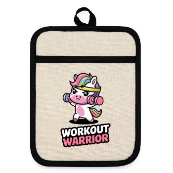 Workout Krieger - Topflappen mit Gummirückseite - Leinen/Schwarz  - Vorne