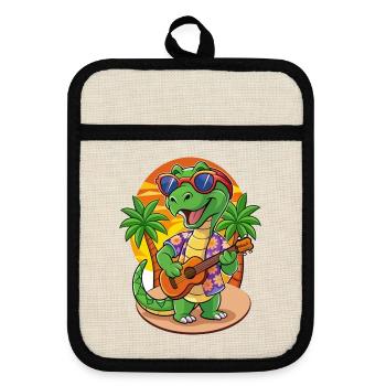 Funny Snake Summer Beach Sunglasses Hawaiian - Pot holders with rubber back - linen/black  - Front