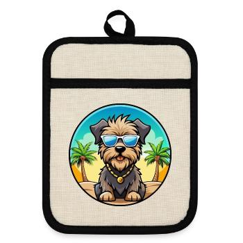 Lunettes de soleil Bouvier Des Flandres Dog Breed Cartoon - Maniques avec dos en caoutchouc - lin/noir  - Devant