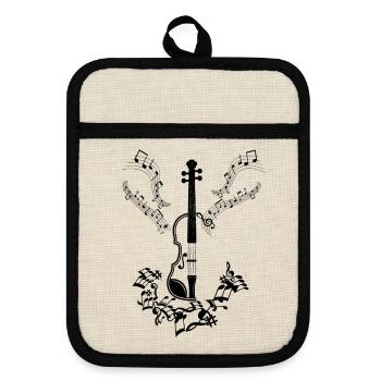 Musical Notes Music Musicians Clefs Sheet Music - Pot holders with rubber back - linen/black  - Front