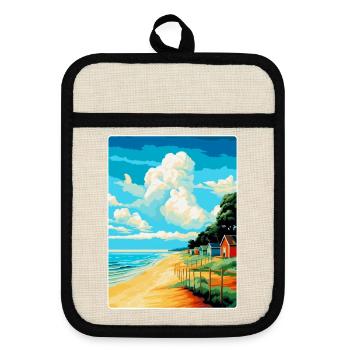 Norfolk Coast Vintage Travel Poster Souvenir WPA - Pot holders with rubber back - linen/black  - Front