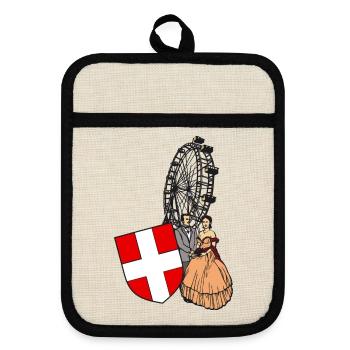 Vienna Panorama - Pot holders with rubber back - linen/black  - Front