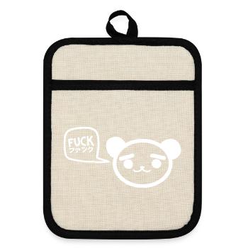 FUCK - Chibi japanisch - fakku - Topflappen mit Gummirückseite - Leinen/Schwarz  - Vorne