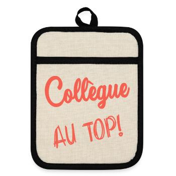 COLLEAGUE. START. EMPLOYMENT. HUMOR. MANAGER. CHIEF - Pot holders with rubber back - linen/black  - Front