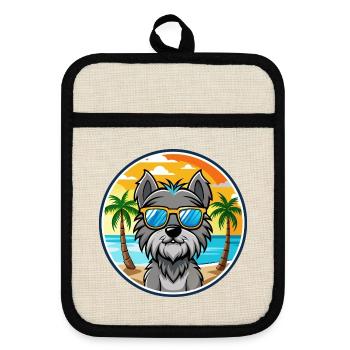 Bouvier Des Ardennes Hunderasse Cartoon Sonnenbrille - Topflappen mit Gummirückseite - Leinen/Schwarz  - Vorne