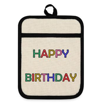 HAPPY BIRTHDAY. ANNIVERSAIRE. BON ANNIVERSAIRE - Maniques avec dos en caoutchouc - lin/noir  - Devant