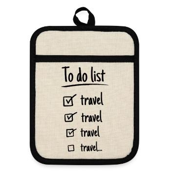 Um Liste zu tun, reisen! - Topflappen mit Gummirückseite - Leinen/Schwarz  - Vorne