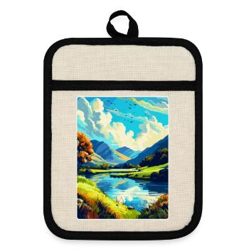 Lake District England Uk Vintage Travel Poster WPA - Pot holders with rubber back - linen/black  - Front