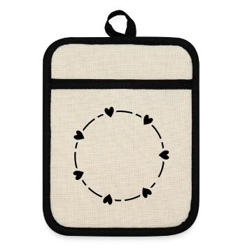 Heart symbol circle love gift - Pot holders with rubber back - linen/black  - Front